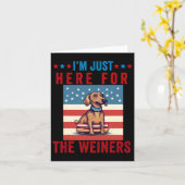 Ik ben hier voor Weiners Funny 4 juli Hot Dog S Kaart (Gele Bloem)