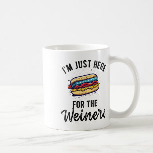 Ik ben hier voor Weiners Funny 4 juli Hot Dog S Koffiemok