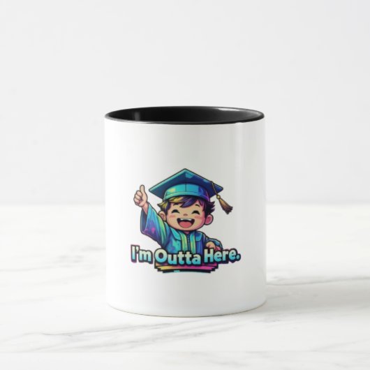 Ik ben hier weg, Afstuderen Cartoon Mok (Midden)