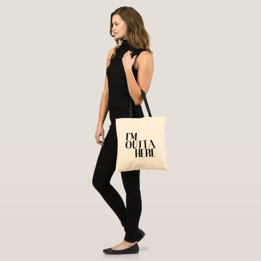 Ik ben hier weg grappig tote bag (Voorkant (model))