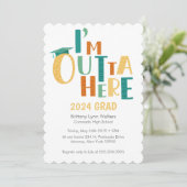 "Ik ben hier weg" Leuk en speels afstudeerfeest Kaart (Staand voorkant)