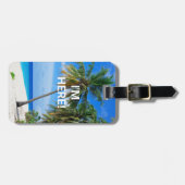 IK BEN HIER! Witte zandbalkpalmen, contactinfo DIY Bagagelabel (Voorkant horizontaal)