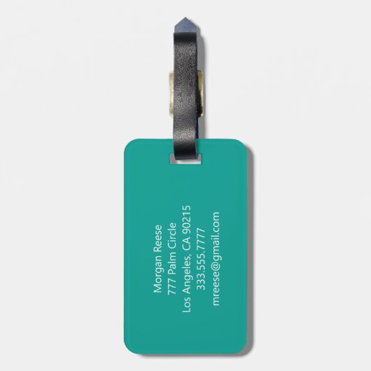 IK BEN HIER! Witte zandbalkpalmen, contactinfo DIY Bagagelabel (Achterkant verticaal)