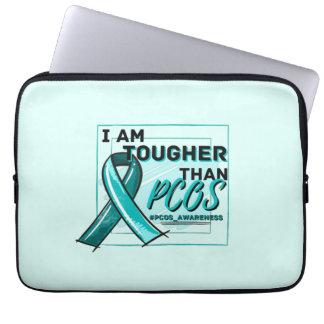 IK BEN HOGER DAN PCOS PCOS BEWUSTMAAK Blauwgroen L Laptop Sleeve