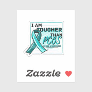 IK BEN HOGER DAN PCOS PCOS BEWUSTMAAK Blauwgroen L Sticker