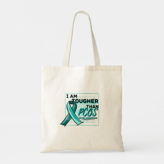 IK BEN HOGER DAN PCOS PCOS BEWUSTMAAK Blauwgroen L Tote Bag (Achterkant)