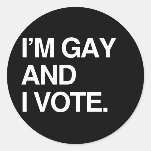 IK BEN HOMO EN IK STEM RONDE STICKER (Voorkant)