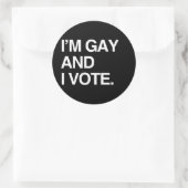 IK BEN HOMO EN IK STEM RONDE STICKER (Tas)