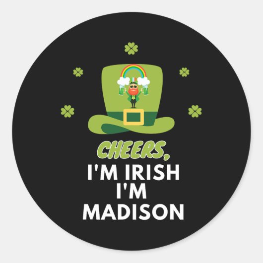 Ik ben Iers, ik ben Madison2 Ronde Sticker (Voorkant)