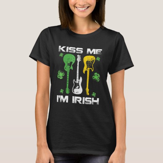 Ik ben Iers met gitaren Shamrock voor St Pat T-shirt (Voorkant)