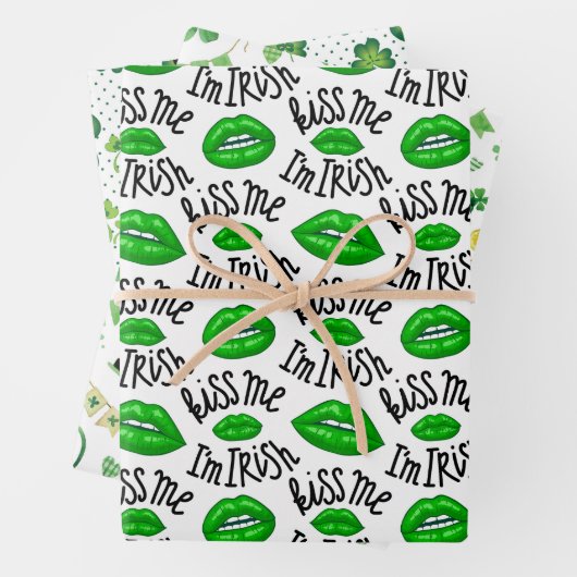 Ik ben Iers Shamrock Leprechaun's Pet Green Inpakpapier Vel (In situ)