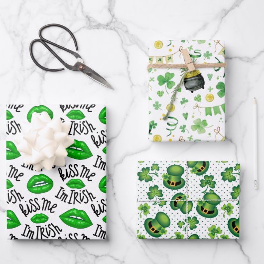 Ik ben Iers Shamrock Leprechaun's Pet Green Inpakpapier Vel (Voorkant)
