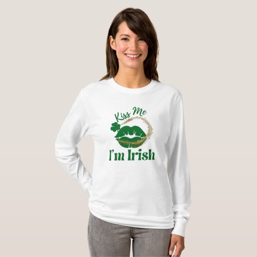 Ik ben Ierse lips en Shamrock Woman's T-shirt (Voorkant volledig)