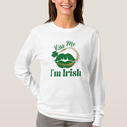 Ik ben Ierse lips en Shamrock Woman's T-shirt (Voorkant)