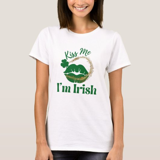 Ik ben Ierse lips en Shamrock Woman's T-shirt (Voorkant)