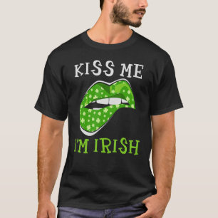 Ik ben Ierse Lips St Patrick's Day Shamrock T-shirt