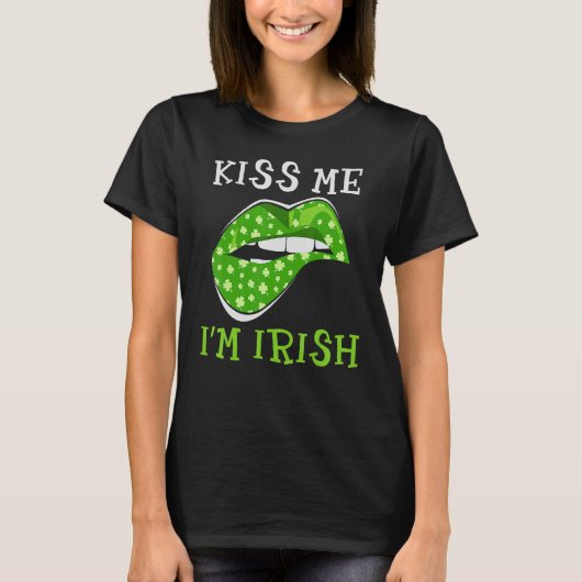 Ik ben Ierse Lips St Patrick's Day Shamrock T-shirt (Voorkant)
