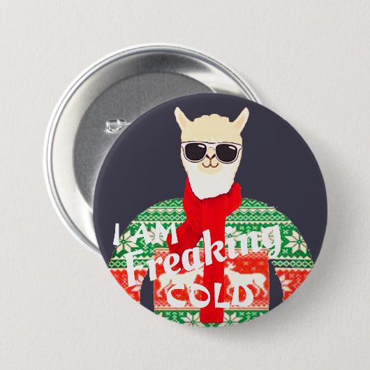 Ik ben ijskoud! Grappig kerst lama ontwerp Ronde Button 7,6 Cm (Voorkant /achterkant)