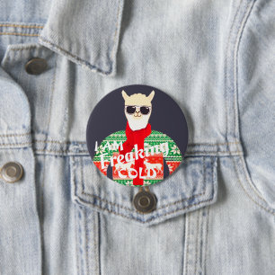Ik ben ijskoud! Grappig kerst lama ontwerp Ronde Button 7,6 Cm