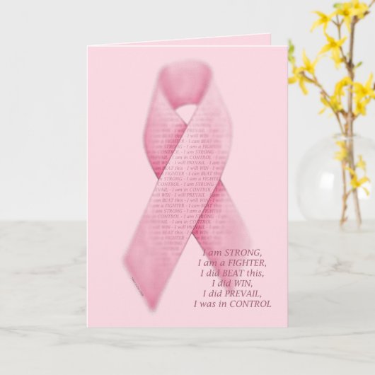 IK BEN, IK DEED, IK WAS - Cancer Pink Ribbon Kaart (Gele Bloem)