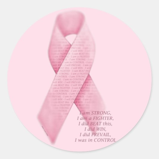 IK BEN, IK DEED, IK WAS - Cancer Pink Ribbon Stick Ronde Sticker (Voorkant)