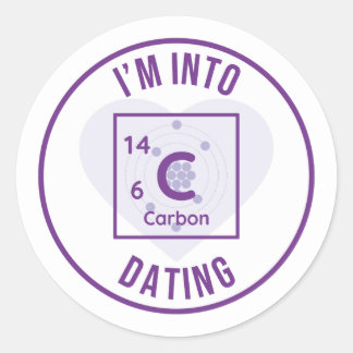 Ik ben in C14-Carbon Dating Paars Round Sticker