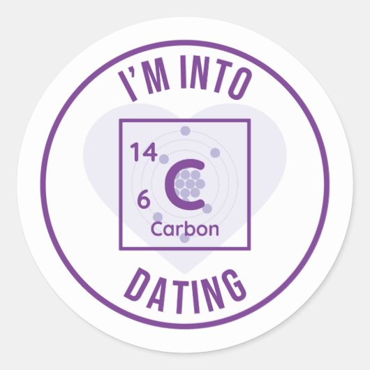 Ik ben in C14-Carbon Dating Paars Round Sticker (Voorkant)