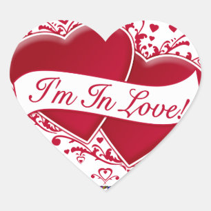Ik ben in de liefde! Rode harten Hart Sticker