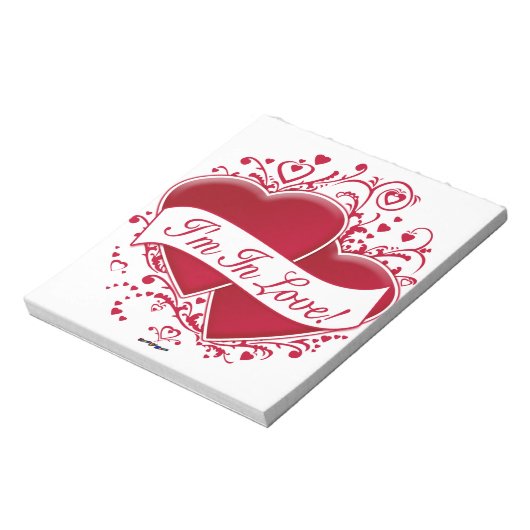 Ik ben in de liefde! Rode harten Notitieblok (Linkerzijde)