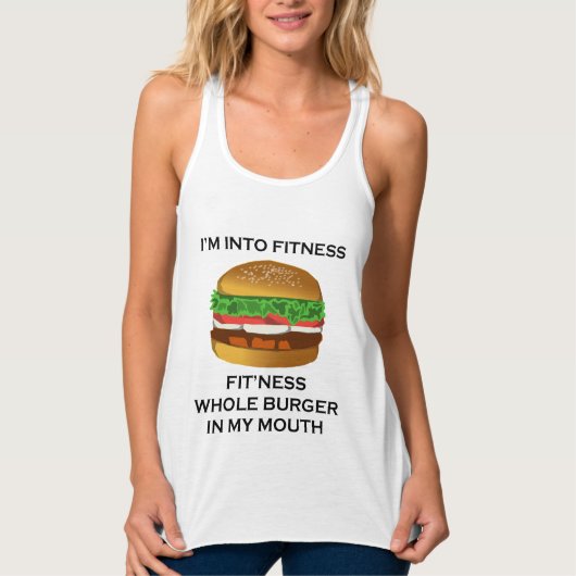 Ik ben in Fitness Burger Tanktop (Voorkant)