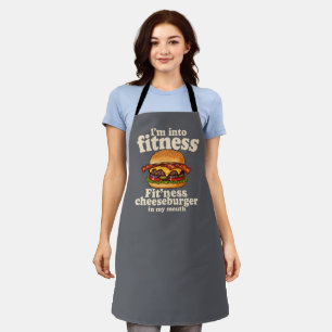 Ik ben in fitness Cheeseburger in mijn mond Grappi Schort