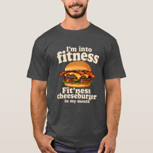 Ik ben in fitness Cheeseburger in mijn mond Grappi T-shirt