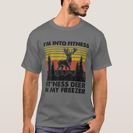Ik ben in Fitness Deer in Mijn vriesjager Hunti T-shirt (Voorkant)