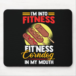 Ik ben in Fitness Fitness Corndog in mijn mond Muismat