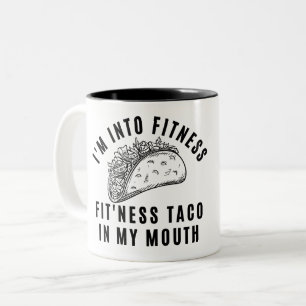 IK BEN IN FITNESS FITNESS FITNESS TACO IN MIJN MOU TWEEKLEURIGE KOFFIEMOK