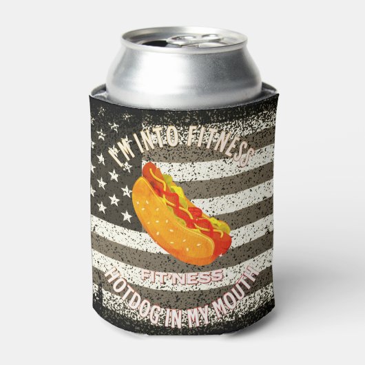 Ik ben in Fitness Fit'ness Hotdog in Mijn mond Blikjeskoeler (Blikje Voorkant)