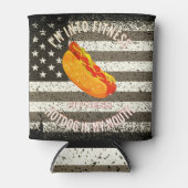 Ik ben in Fitness Fit'ness Hotdog in Mijn mond Blikjeskoeler (Voorkant)