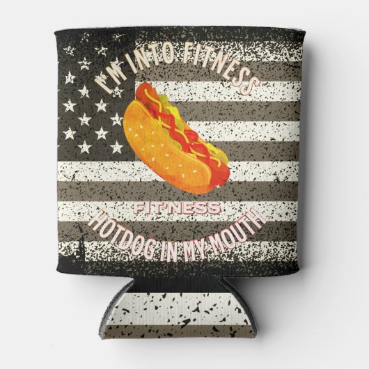 Ik ben in Fitness Fit'ness Hotdog in Mijn mond Blikjeskoeler (Voorkant)