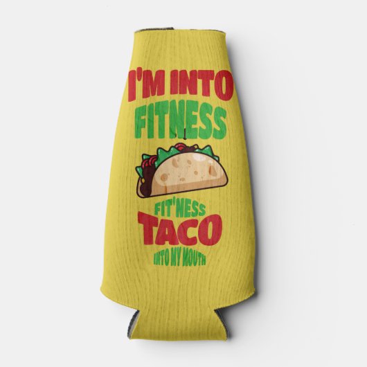 Ik ben in Fitness Fit'ness Taco in mijn mond Flesjeskoeler (Voorkant)