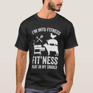 Ik ben in fitness grappige BBQ vlees roken kunst v T-shirt