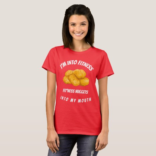 Ik ben in Fitness. Nuggets in mijn mond T-shirt (Voorkant volledig)