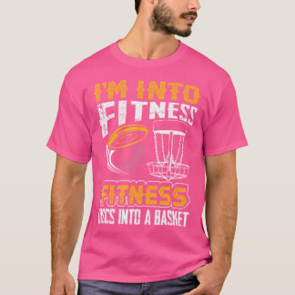 Ik ben in fitness schijven in een basket disc golf t-shirt