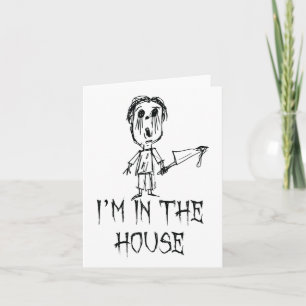 Ik ben in het huis Halloween kostuum Word Design Kaart
