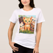 Ik ben in Kitten Heaven- Cartoon Cat Design Tri-Blend Shirt (Voorkant)