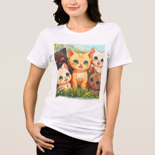 Ik ben in Kitten Heaven- Cartoon Cat Design Tri-Blend Shirt