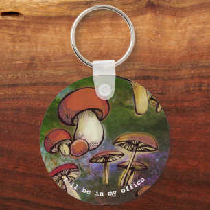 Ik ben in mijn kantoor Aquarel paddenstoelen Sleutelhanger