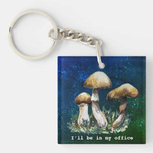 Ik ben in mijn kantoor Aquarel paddenstoelen Sleutelhanger