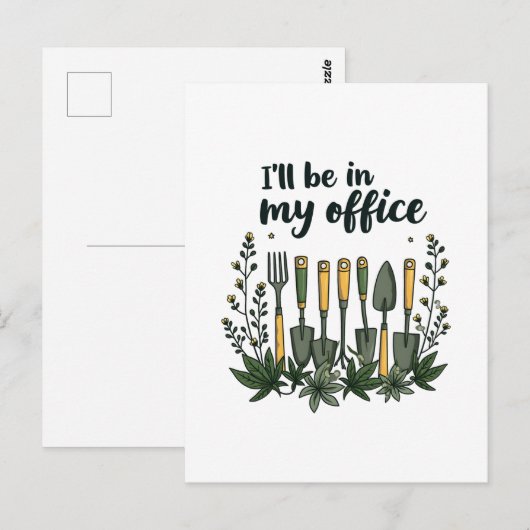 Ik ben in mijn kantoor Tuinman Funny Gardening  Briefkaart (Voorkant / Achterkant)