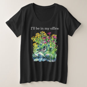 Ik ben in mijn kantoor Waterverf Bloemen T‑Shirt Grote Maat T-shirt