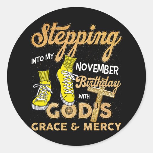 Ik ben in november met Gods Grace gestapt Ronde Sticker (Voorkant)